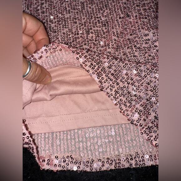 NEW FASHION NOVA Can't Hide The Shine Sequin PINK Jumpsuit SZ L - Picture 8 of 13